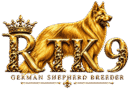 Royal Tribes K9 German Shepherd breeder logo with a golden German Shepherd and crown